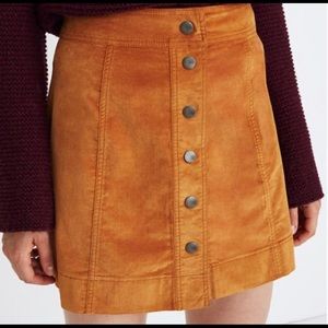 Madewell Chestnut Brown Velvet Mini Button Skirt